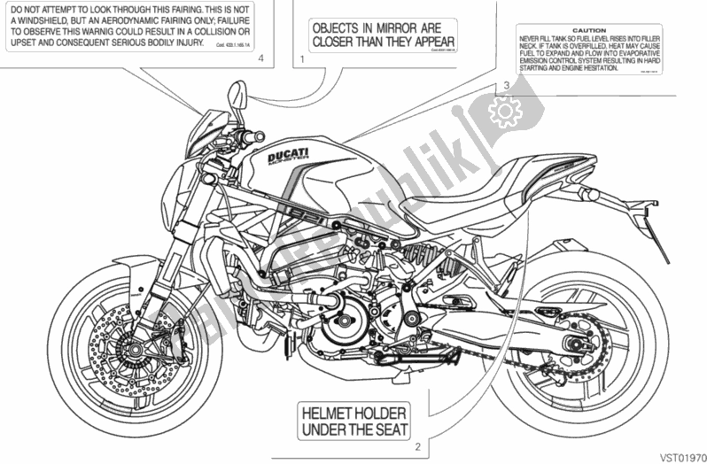 All parts for the Positioning Plates of the Ducati Monster 821 Stealth USA 2019